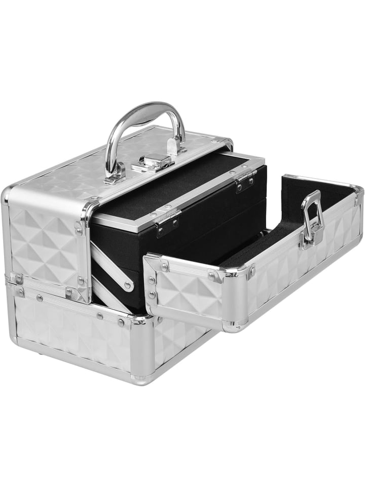 COSTWAY Kosmetikkoffer mit Spiegel in Silber günstig kaufen 23 cm