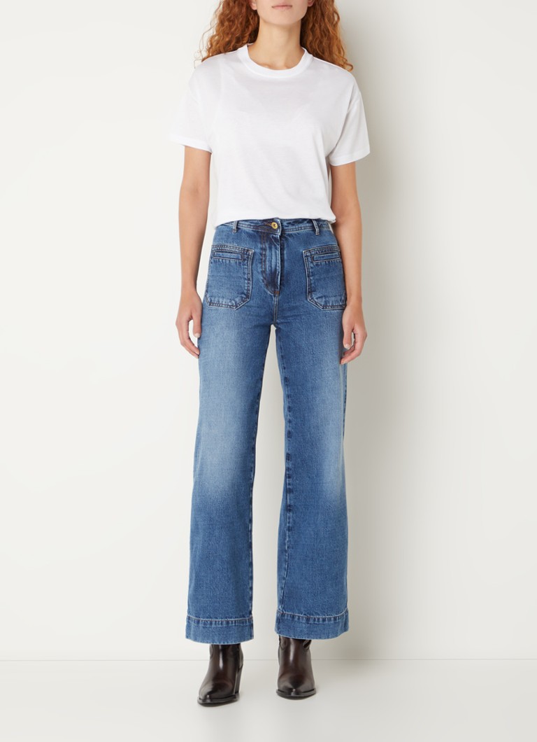 Jeans a zampa d'elefante a vita alta Johnny di Jean Sessùn, lavaggio medio