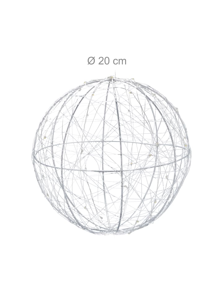 relaxdays 2x LED-Dekokugel in Silber günstig kaufen onesize