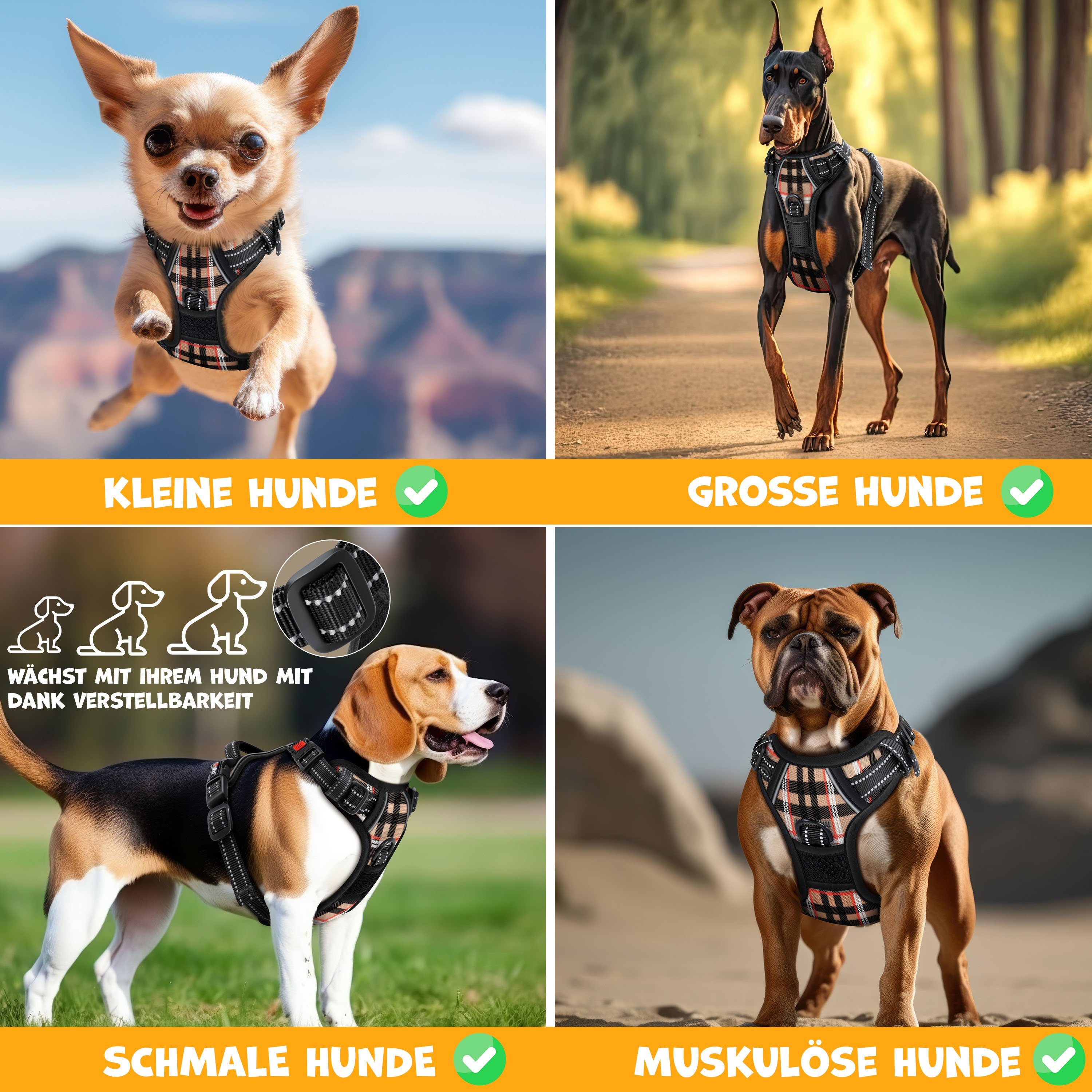 Lovpet Hunde-Geschirr, ohne Zug & würgen für Hunde & Welpen atmungsaktiv & weich
