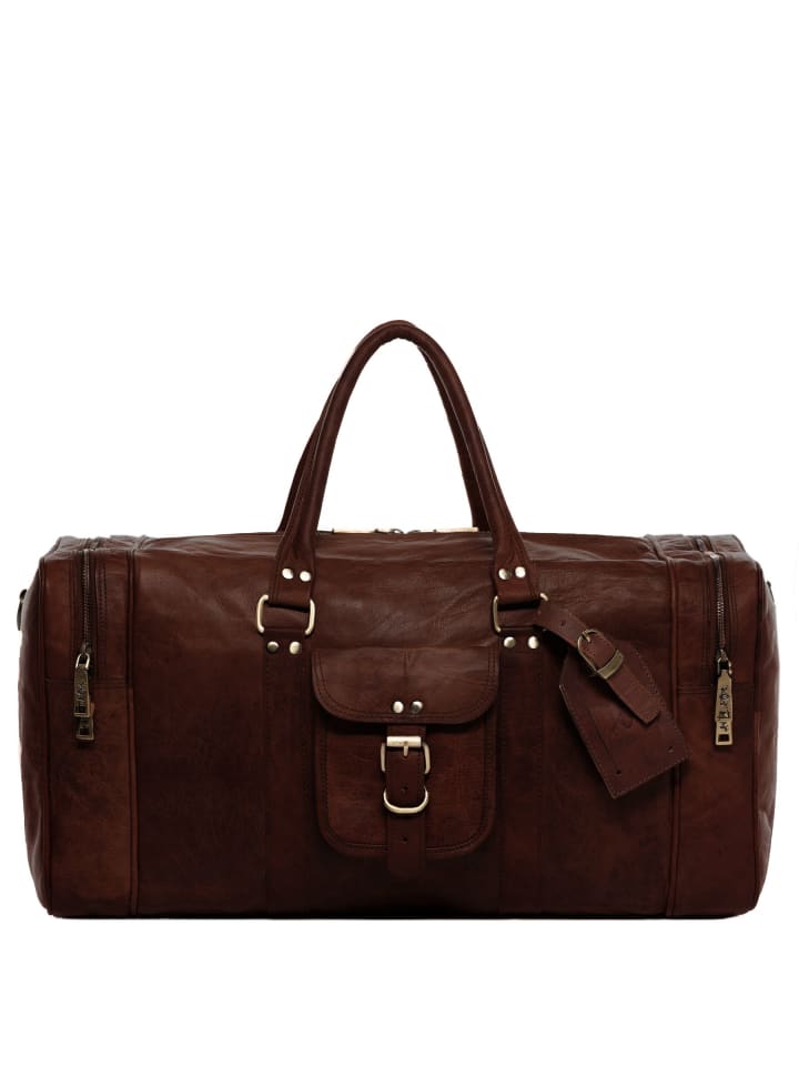 SID & VAIN Leder-Reisetasche echt Leder Weekender groß braun-60 in braun günstig kaufen L