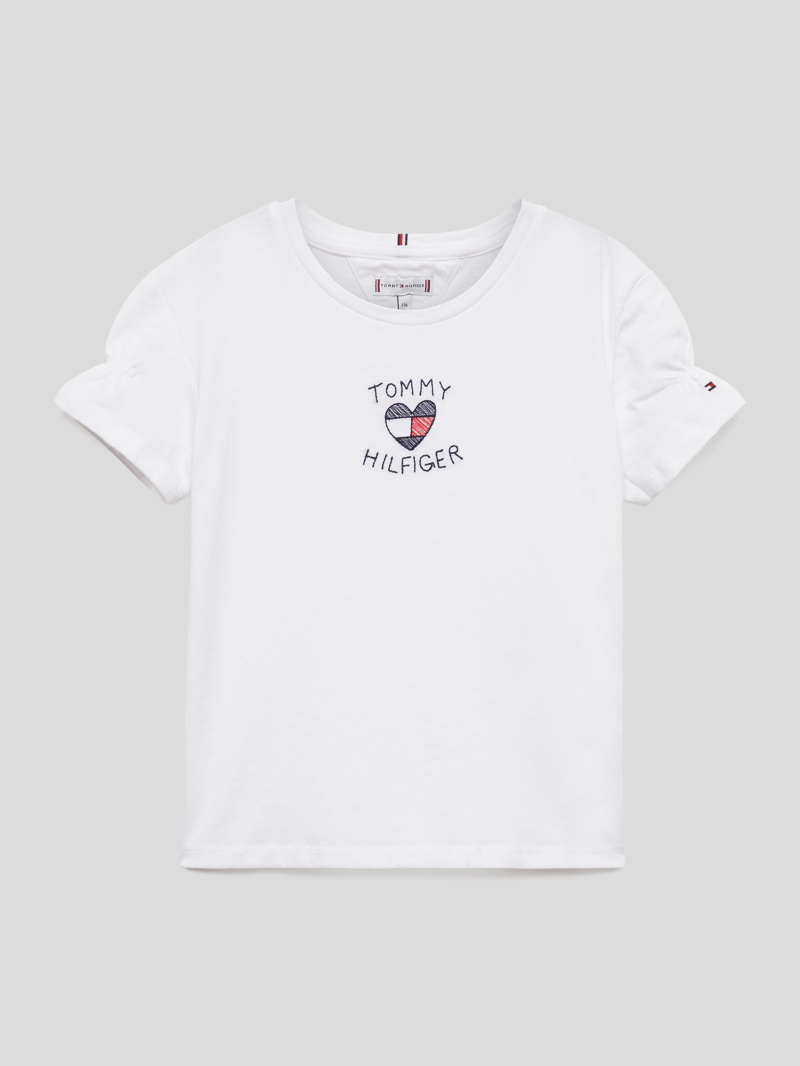 T-Shirt mit Label-Stitching in weiß