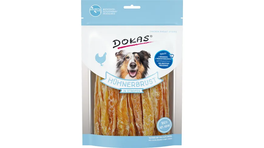 Dokas Hunde Snack Hühnerbrust in Streifen 250 g