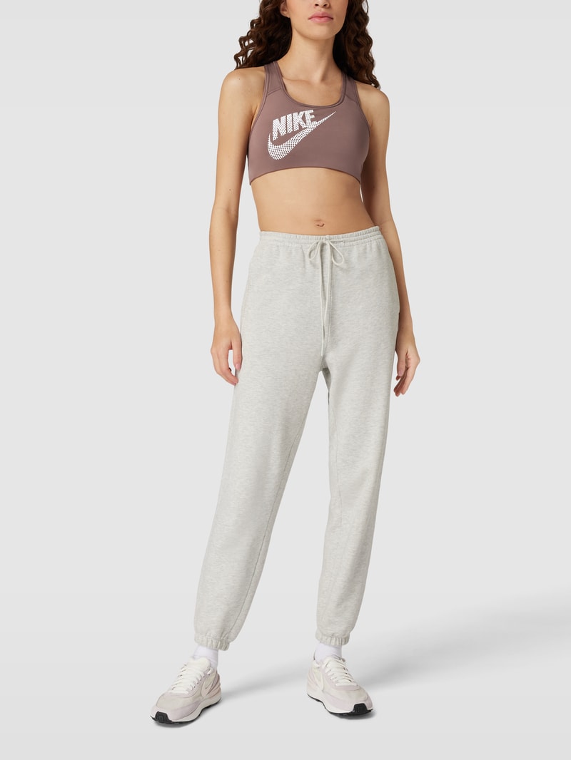Sport-BH mit Label-Print in mittelbraun