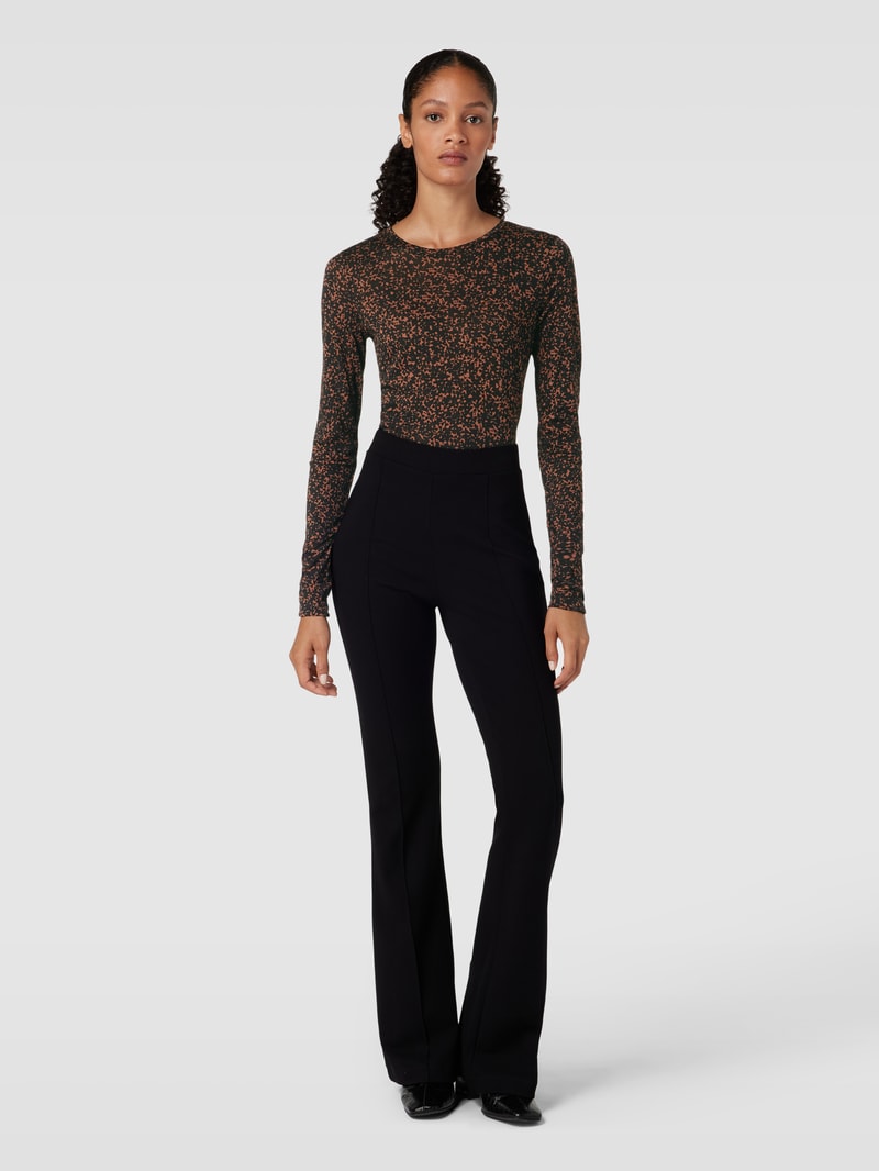 Longsleeve mit Allover-Muster Modell 'RICCAARDA' in mittelbraun