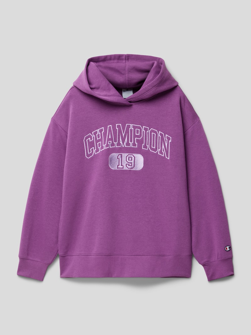 Hoodie mit Label-Stitching in lila