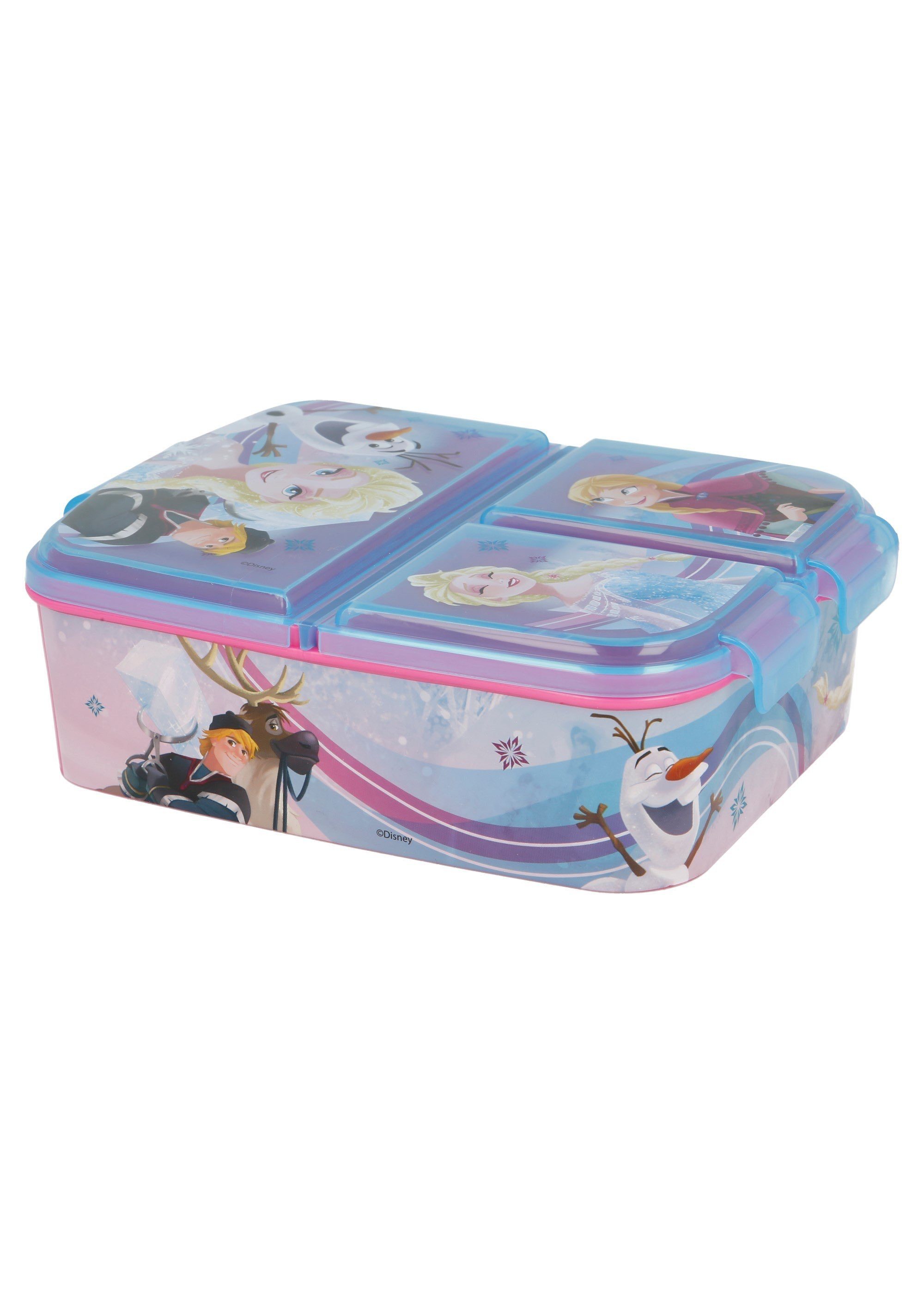 Frozen Lunchbox Brotdose Eiskönigin Elsa, Anna und Olaf, Vesperdose mit 3 Fächern, BPA-frei