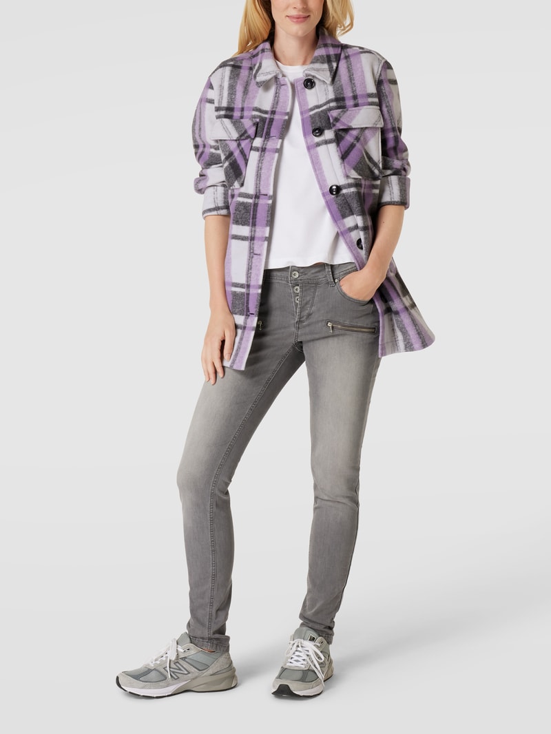 Hemdjacke mit Karomuster Modell 'Check' in violett meliert