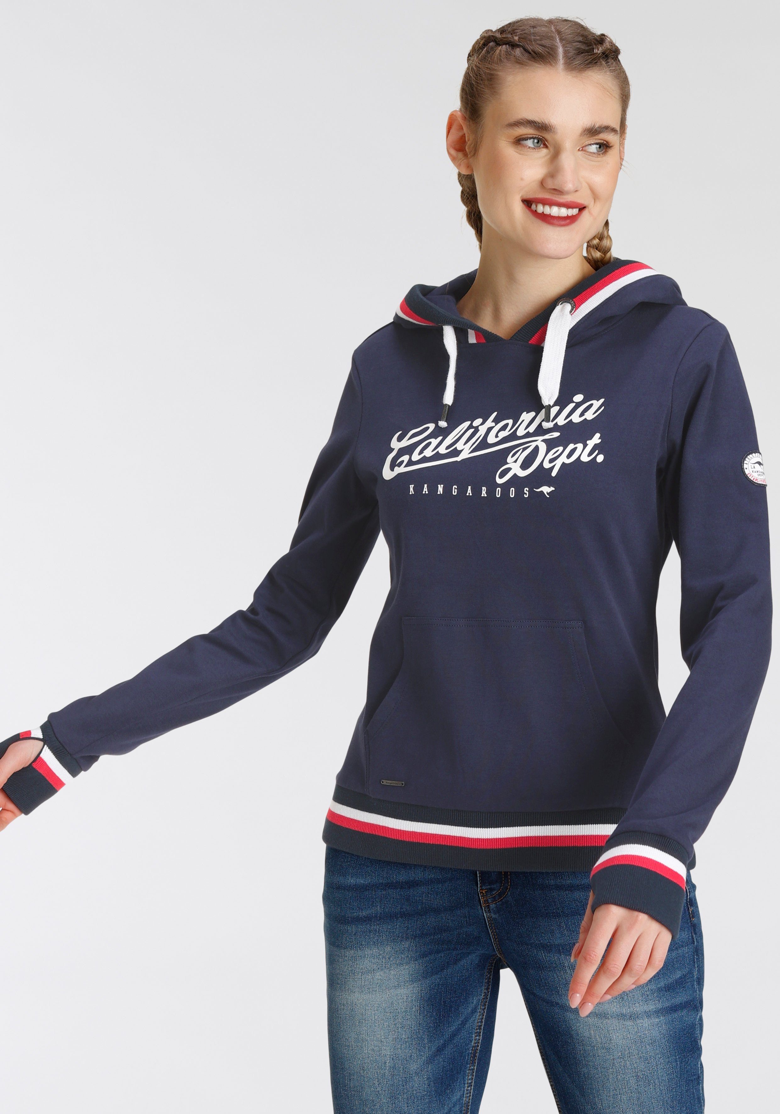 KangaROOS Kapuzensweatshirt mit großen Logoschriftzug & Kontraststreifen - NEUE KOLLEKTION