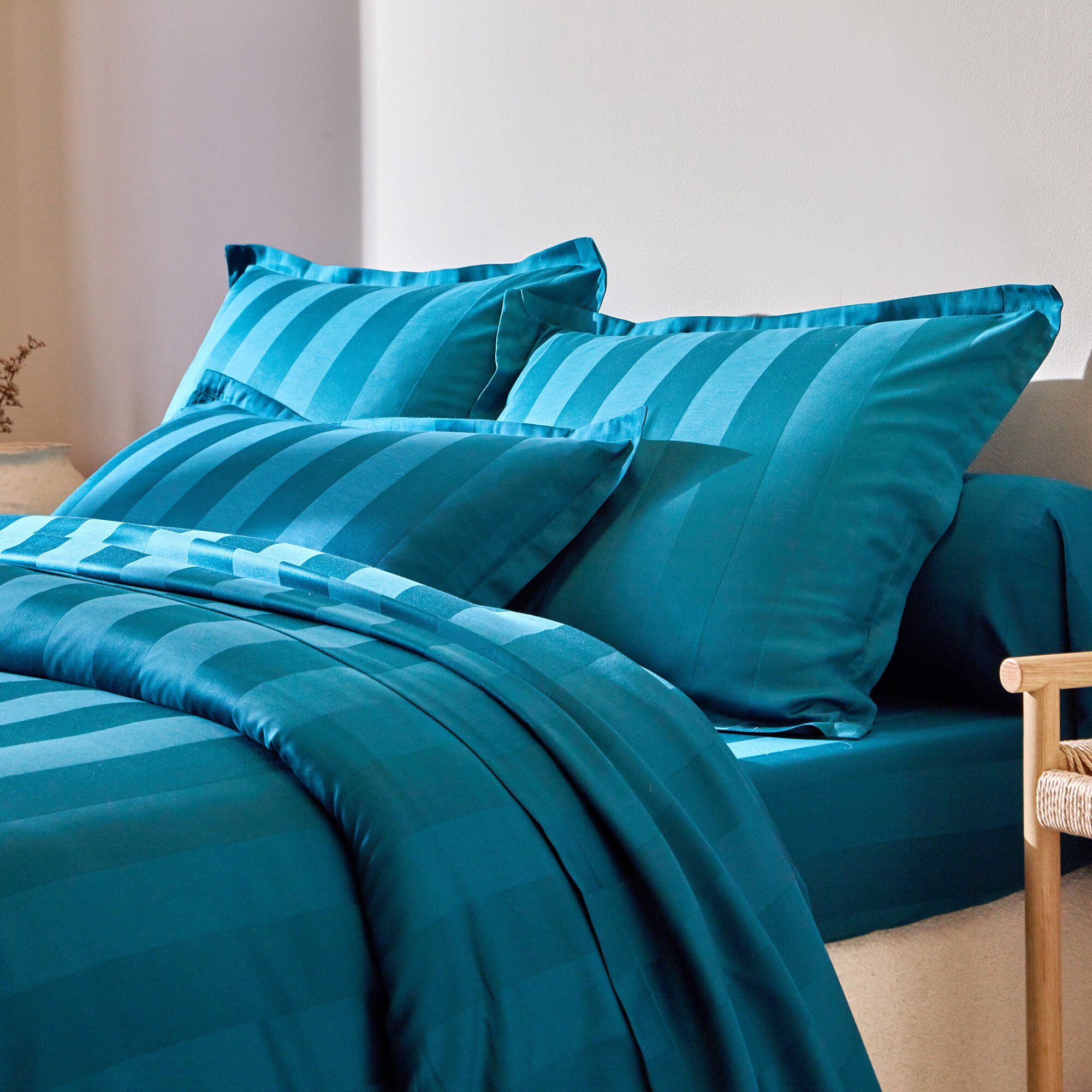 Linge de lit satin rayé