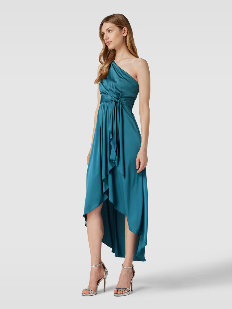 Cocktailkleid mit One-Shoulder-Träger in smaragdgrün meliert