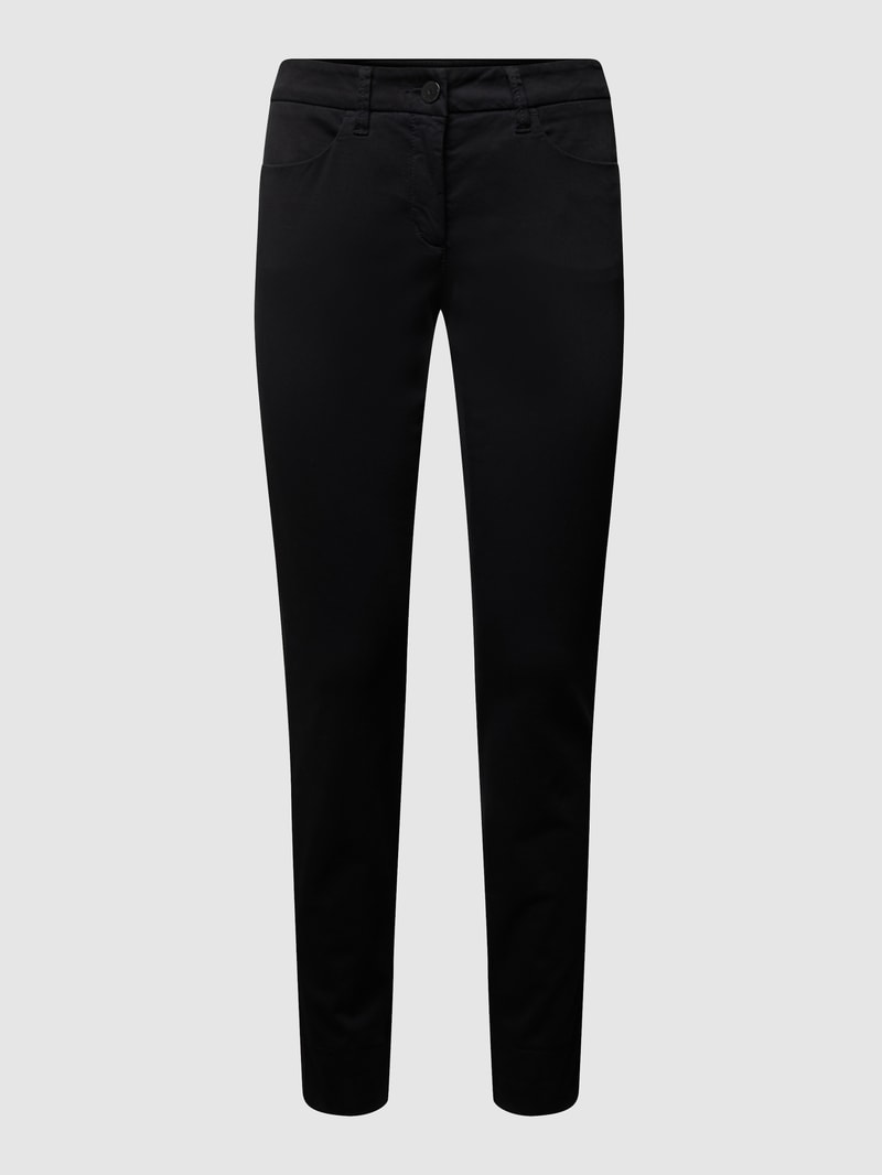 Skinny Fit Jeans mit Umschlag in schwarz