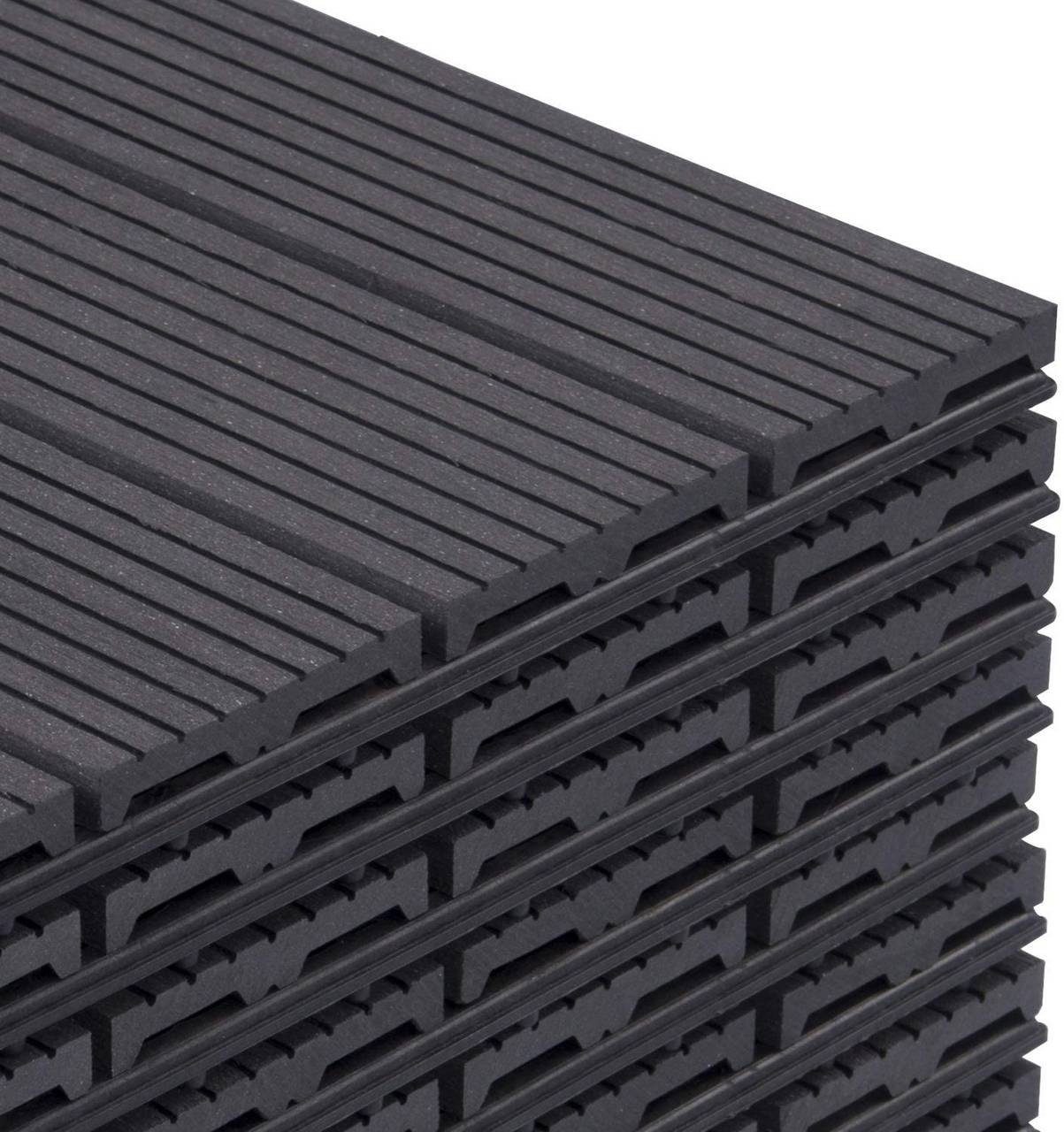 EUGAD WPC Terrassenplatte, 300x300, Anthrazit, 11 Stücke für 1m², wetterfest