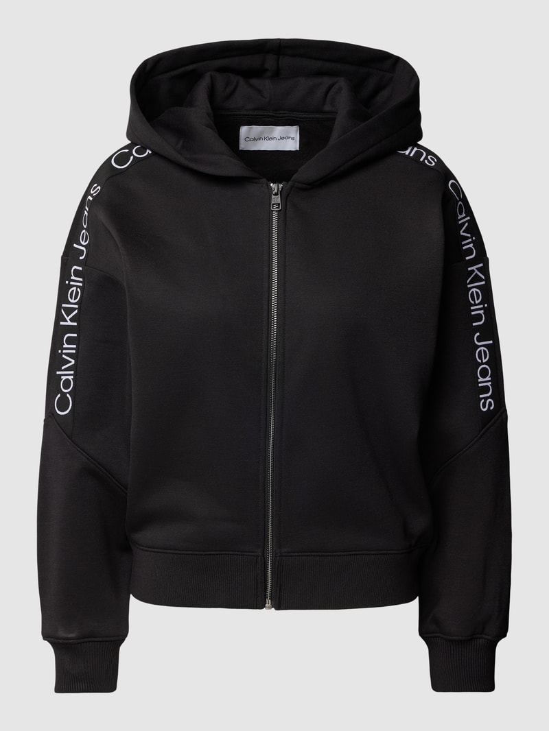 Sweatjacke mit Label-Details in black