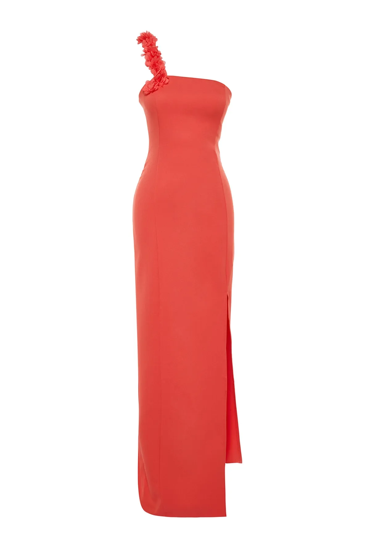 Trendyol Collection  Langes Abendkleid mit gewebten Granatapfelblüten TPRSS23AE00097