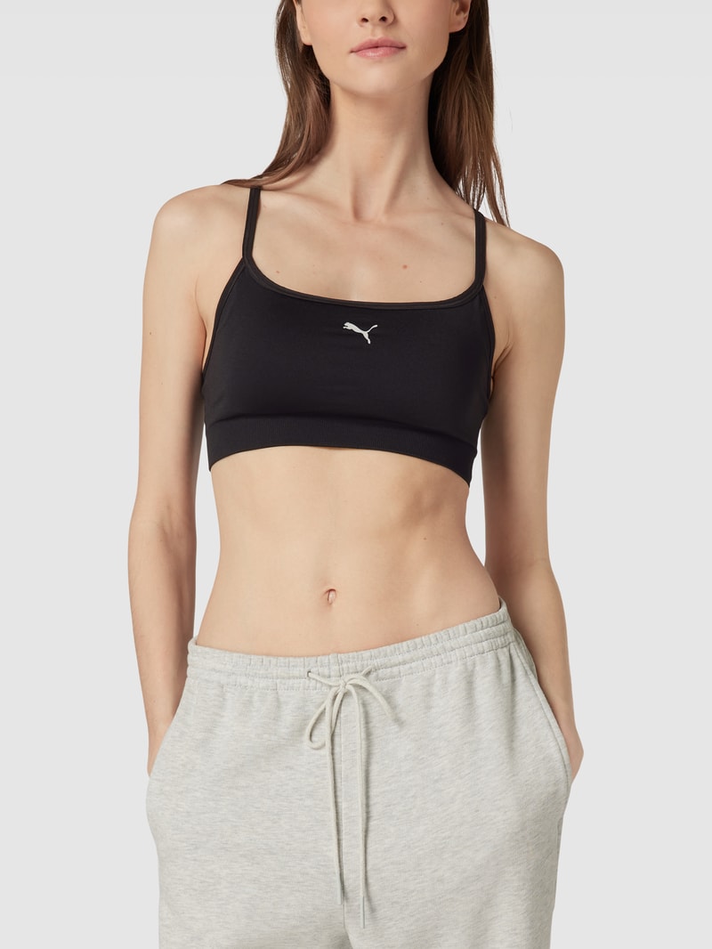 Sport-BH mit Logo-Print Modell 'Low Impact Studio' in schwarz