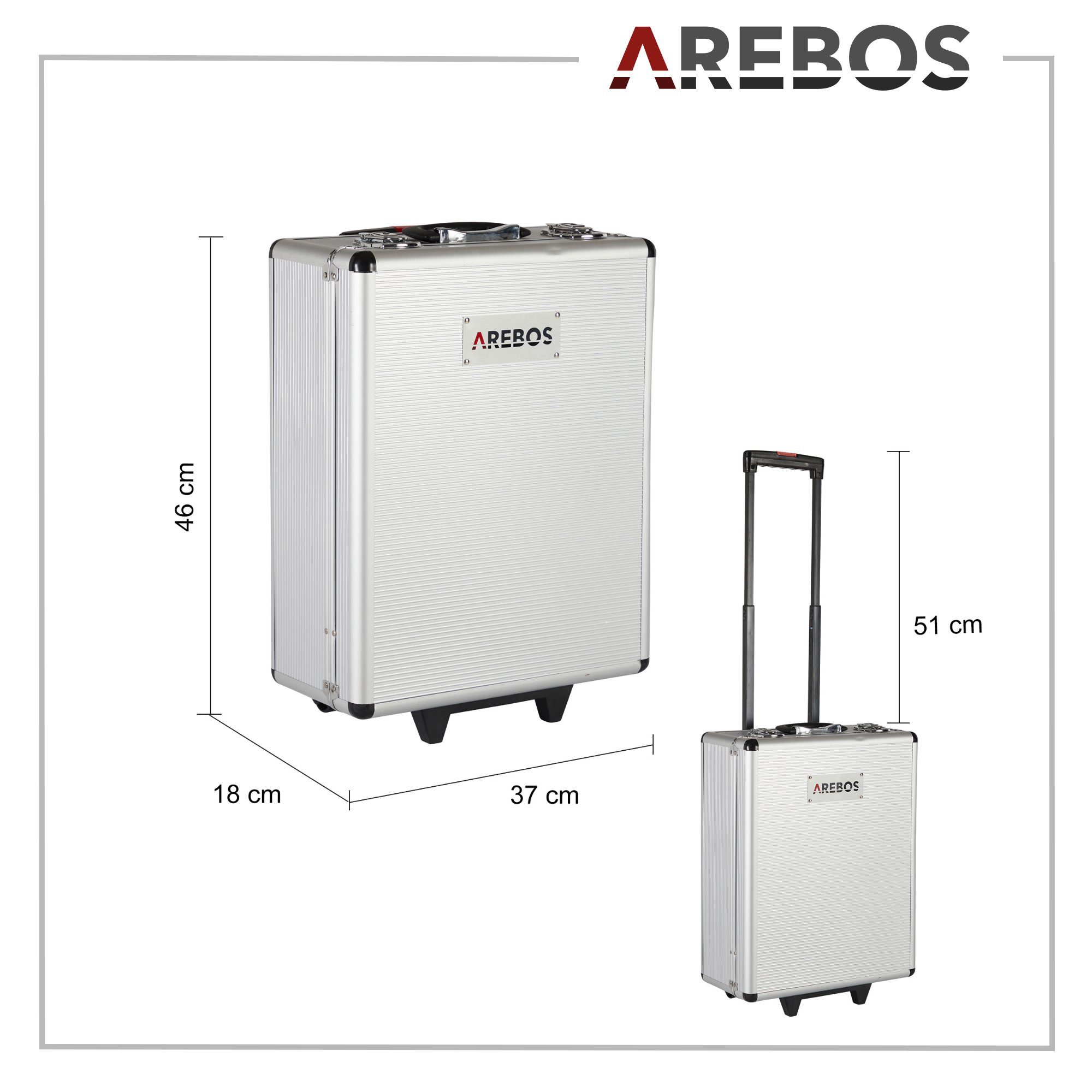 Arebos Werkzeugkoffer Werkzeug-Set, Werkzeugkasten 1200 Teile Chrom Vanadium Stahl (Set)