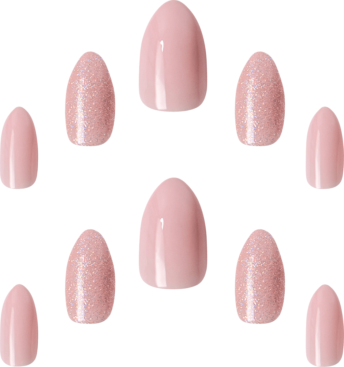 Künstliche Nägel Gel Finish Champagne Sparkler, 24 St