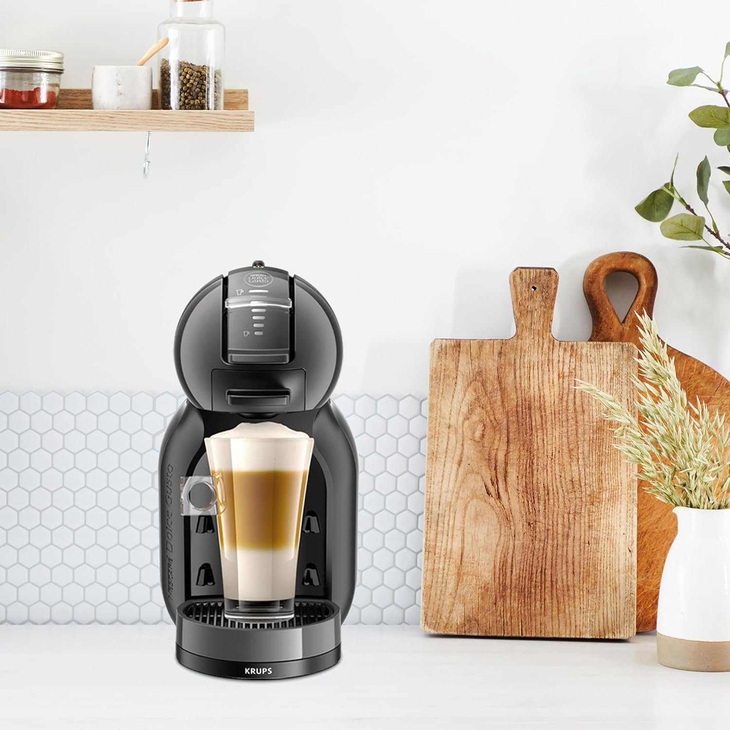 Krups Kapselmaschine KP1238 Nescafé Dolce Gusto Mini Me, 15 Bar, kompakt, über 30 Kaffeekreationen, wählbare Getränkegröße + Emsa Isobecher 0,2L