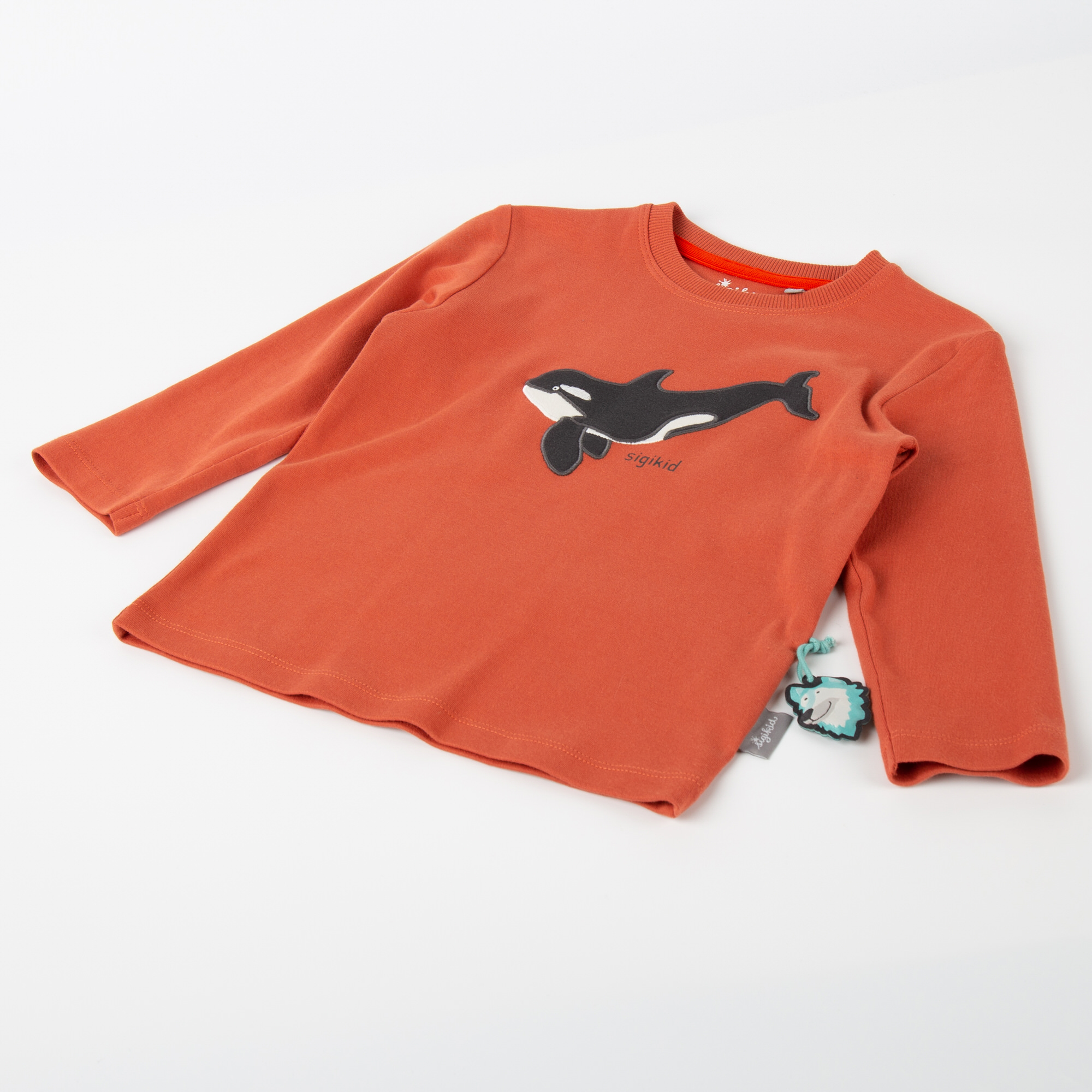 Kinder Langarmshirt mit Wal Motiv, orange