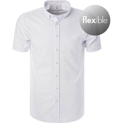 DESOTO, Kurzarmhemd, Slim Fit, Jersey, weiß