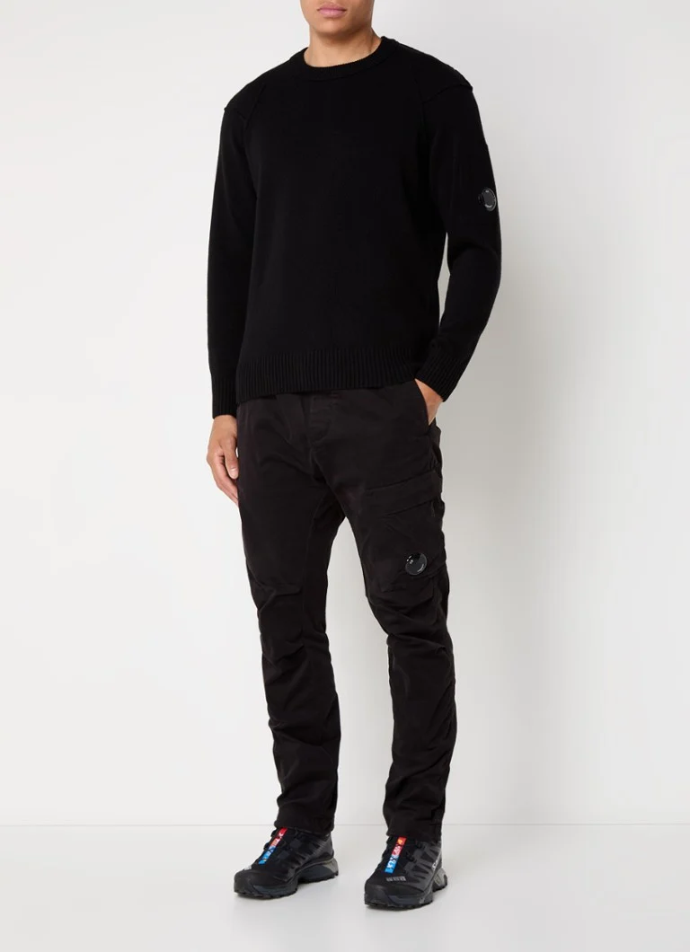Pantaloni militari croiți din satin cu buzunare cu clapă, de la CP Company.