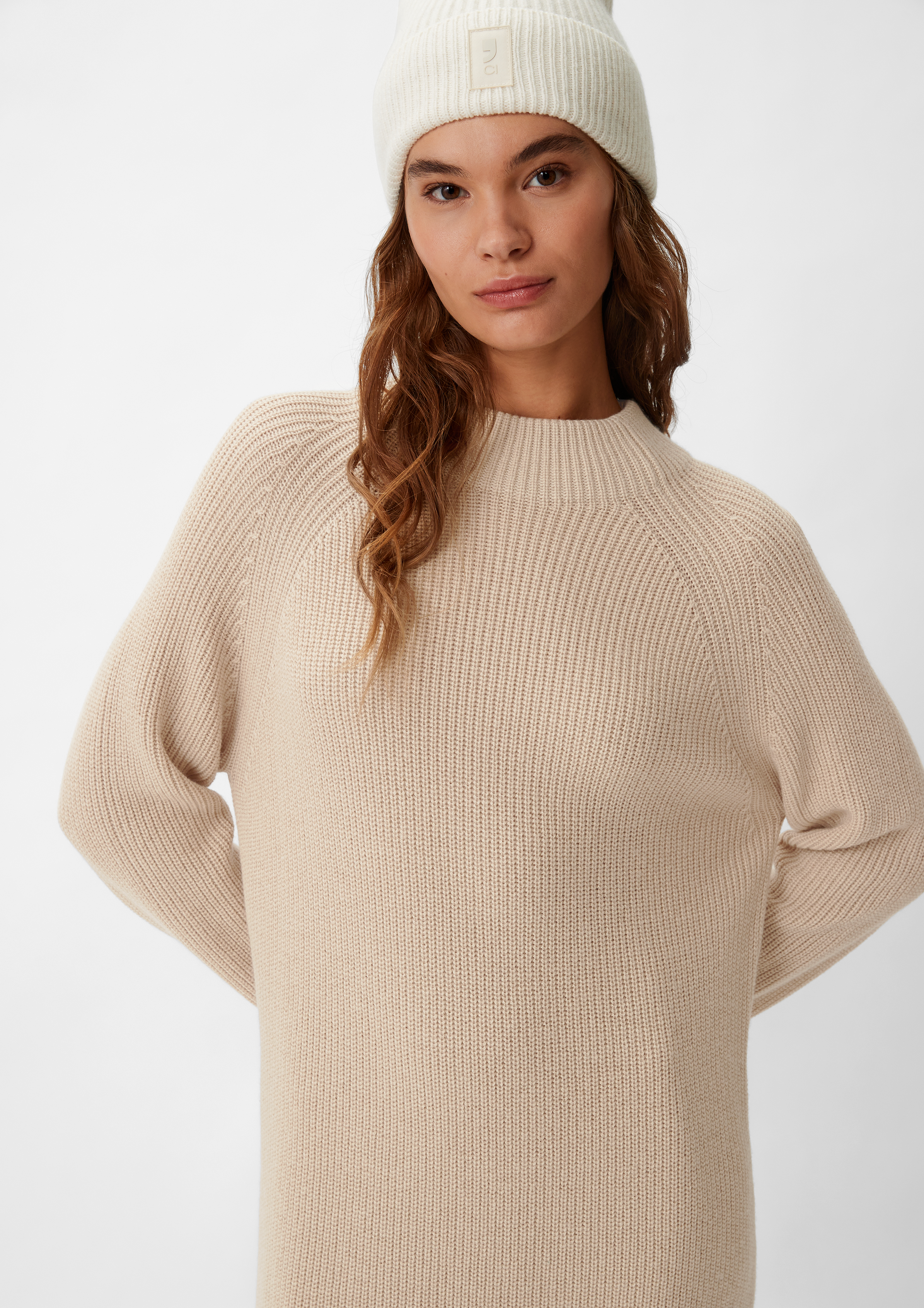 Strickkleid aus Wollmix - beige