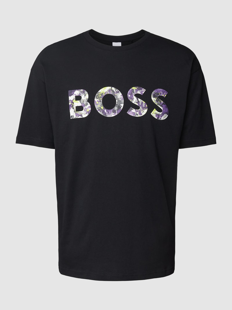T-Shirt mit Logo-Print Modell 'Lotus' in schwarz