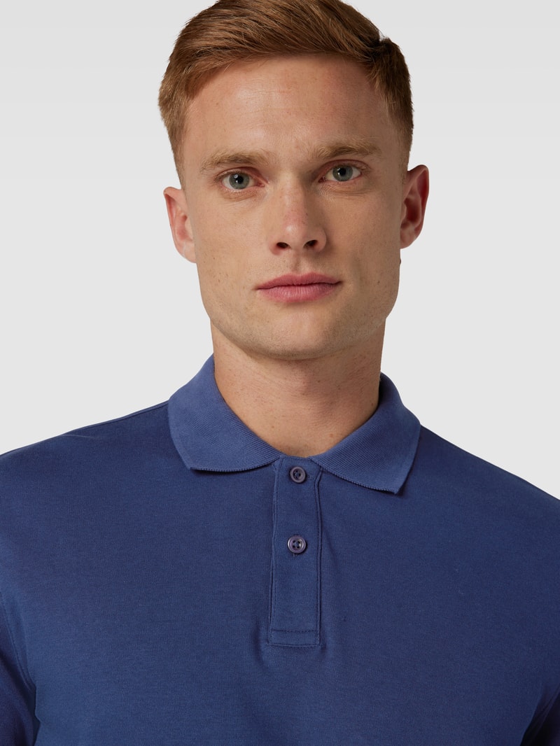 Poloshirt mit langen Ärmeln in dunkelblau