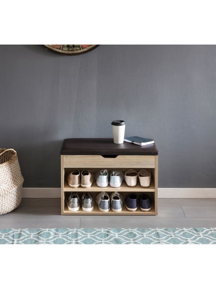 KADIMA DESIGN Schuhbank mit Sitzfläche Garderoben-Bank Holz 60 x 40 x 30 cm, in Sonoma günstig kaufen onesize