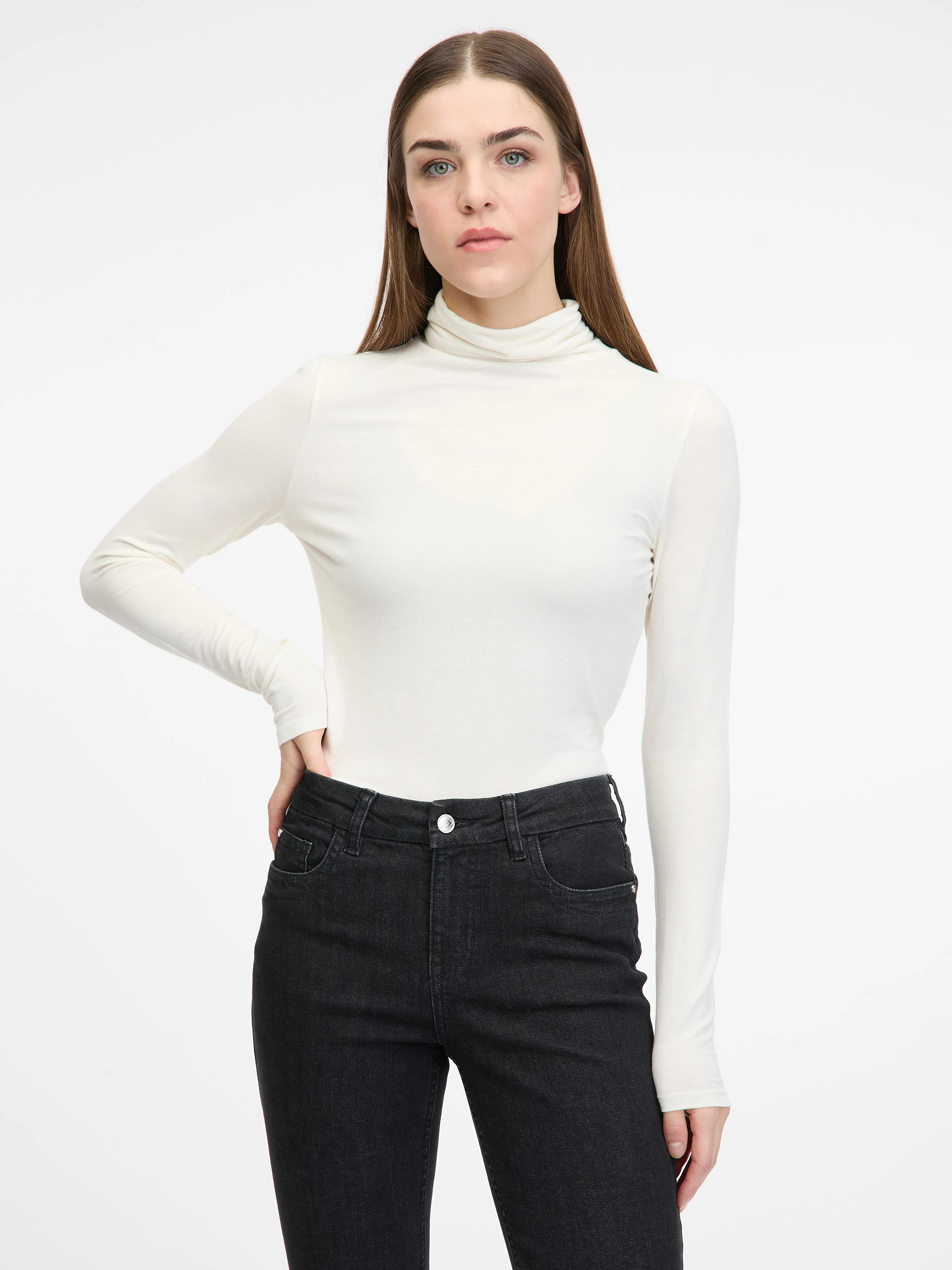 Cremefarbenes Damen-Langarm-T-Shirt ORSAY