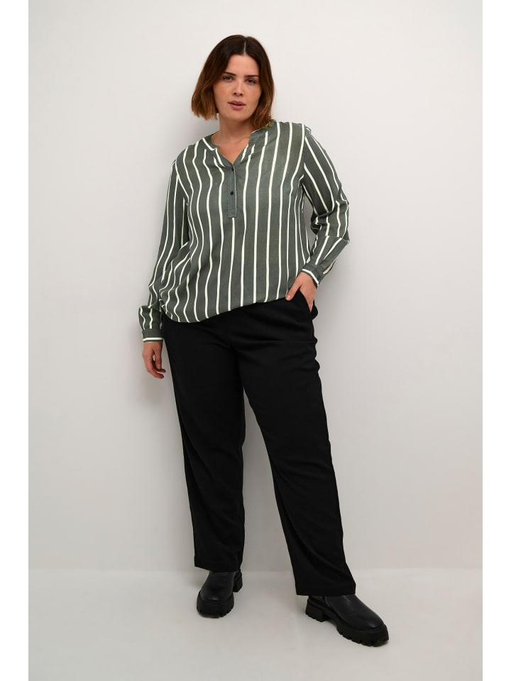 KAFFE curve Langarm-Bluse KCsida in Garden Topiary/Turtledove Str. günstig kaufen