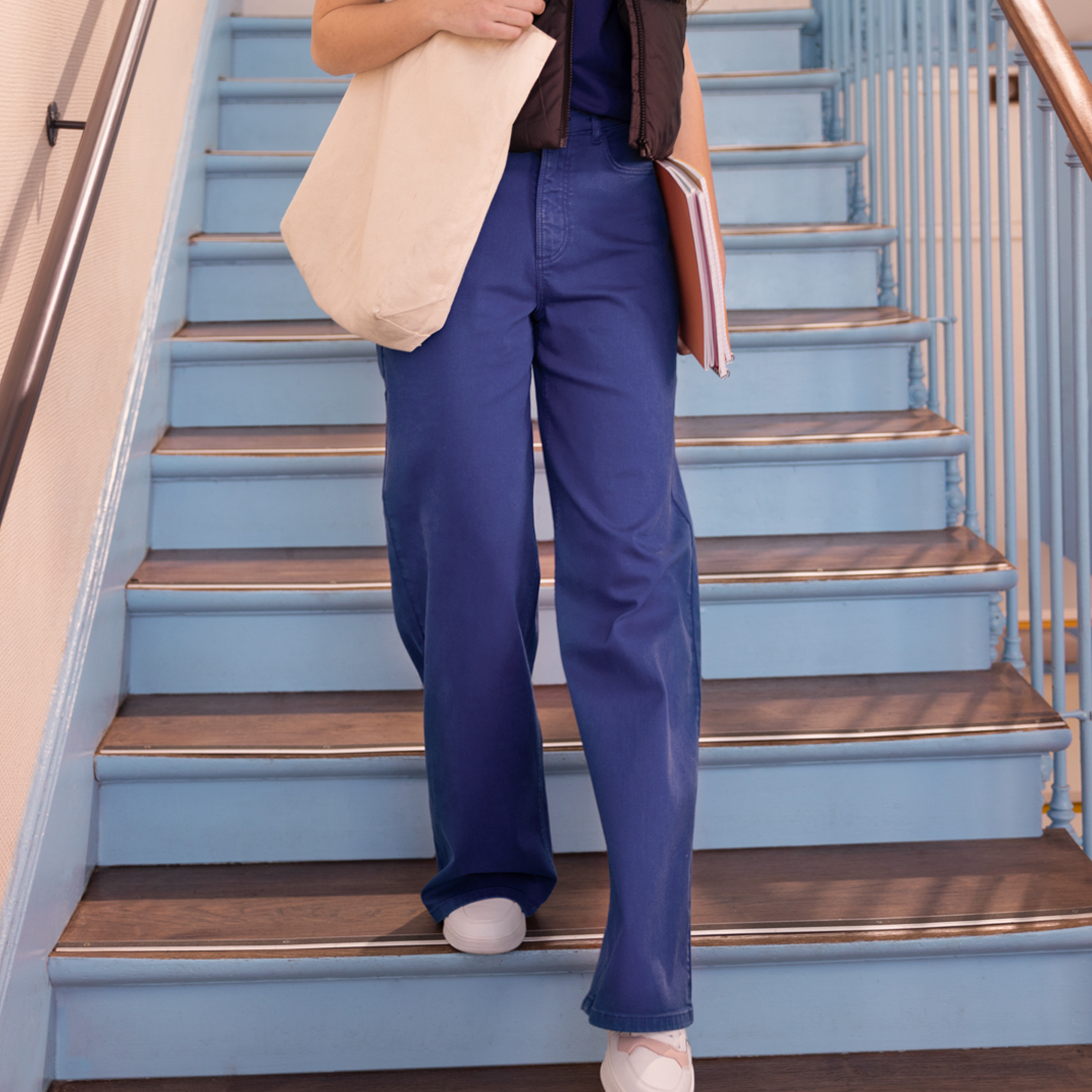 Pantalon large Creeks bleu roi femme | La Halle