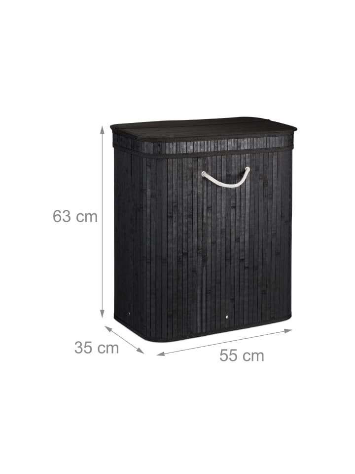 relaxdays Wäschekorb in Schwarz - (B)55 x (H)63 x (T)35 cm günstig kaufen onesize