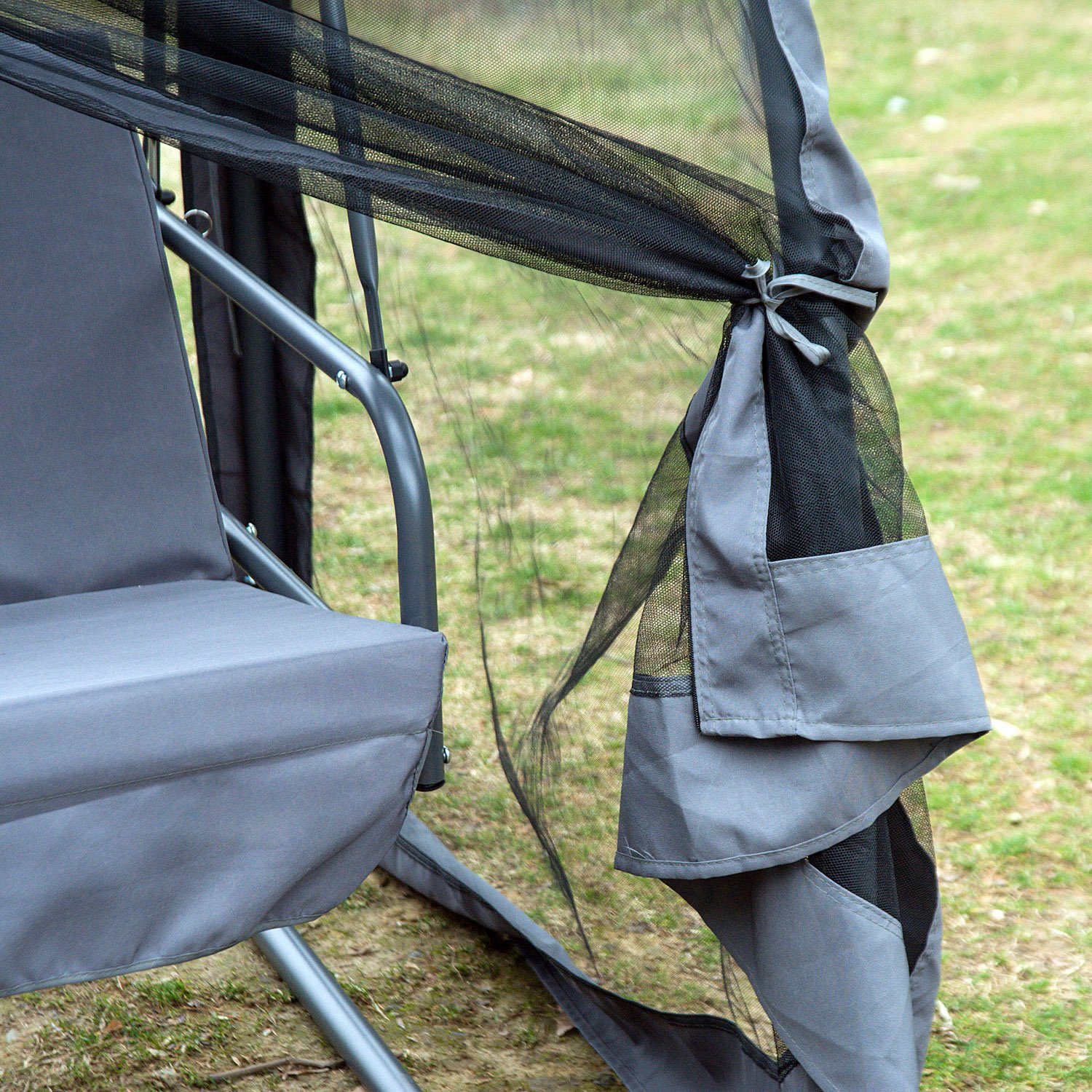 Outsunny Hollywoodschaukel 2-in-1, mit Dach, 3-Sitzer