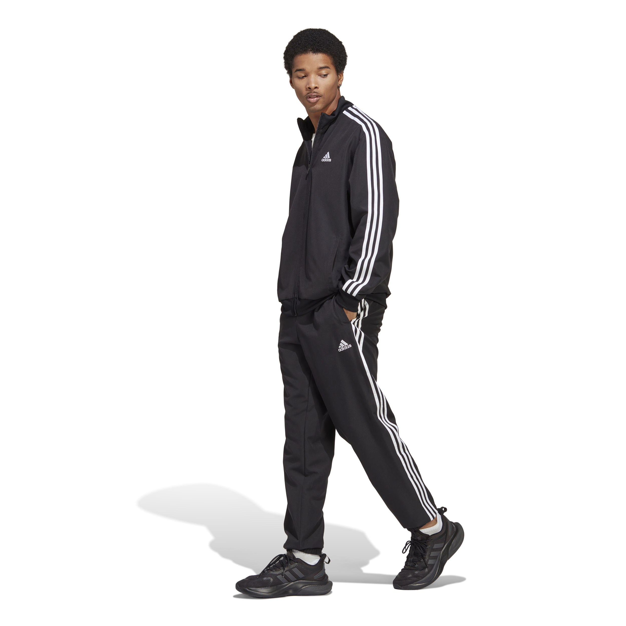 3-Stripes Woven Trainingsanzug Herren - Schwarz, Weiß