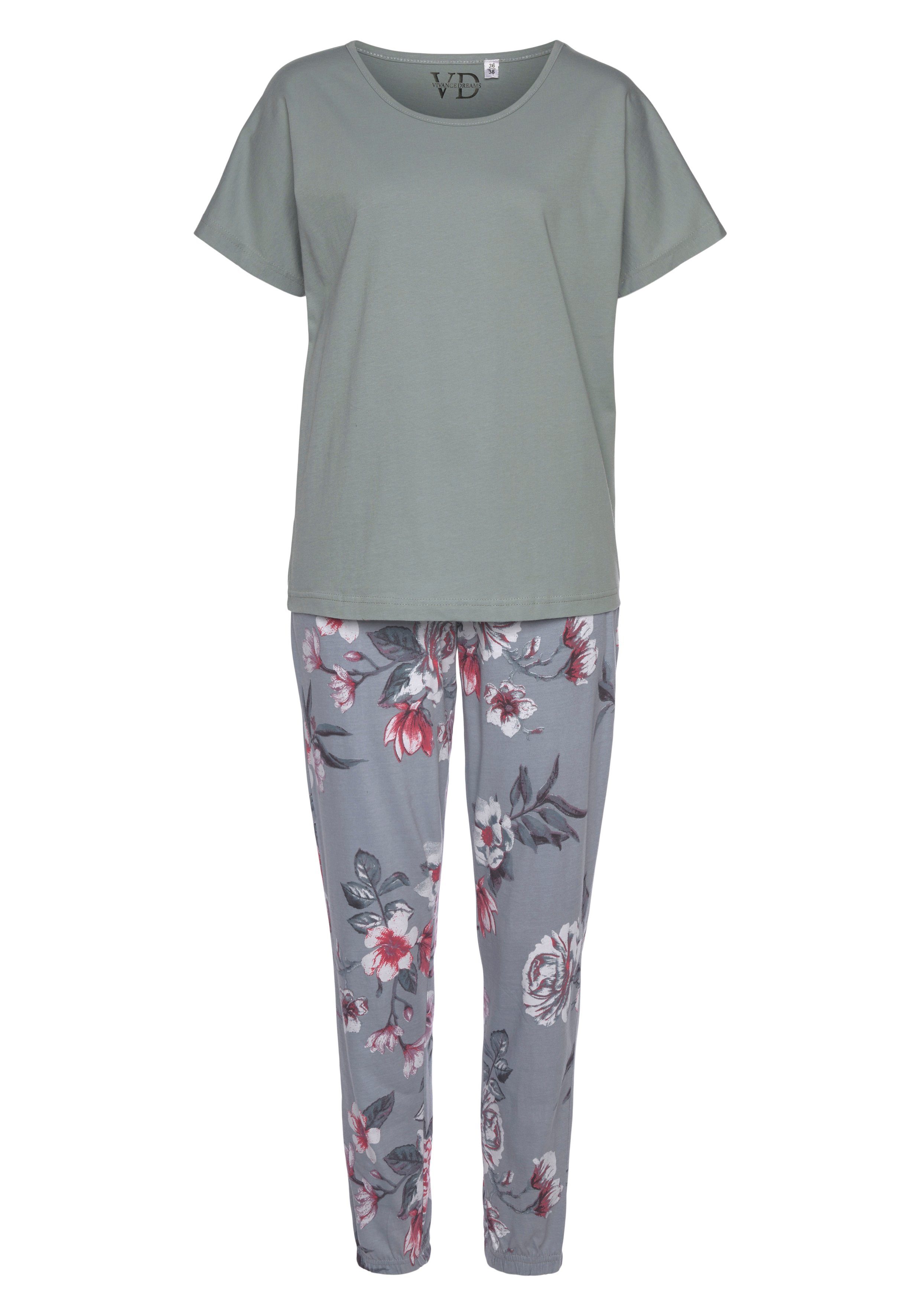 Vivance Dreams Pyjama (2 tlg., 1 Stück) mit Hortensienmuster