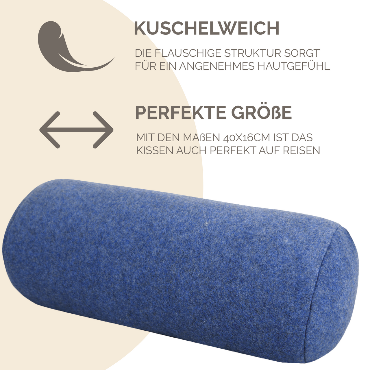 Dr. Berger Original Dr. Berger Velours-Fleece Nackenrolle Blaumelange 40 x 16 cm