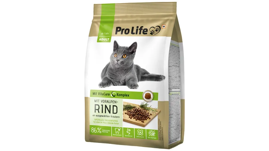 Pro Life Katzentrockenfutter In-Home mit Voralpen-Rind 400 g