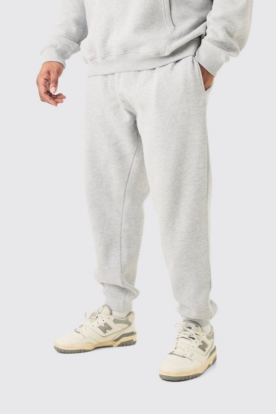 Plus graue Basic Slim-Fit Jogginghose