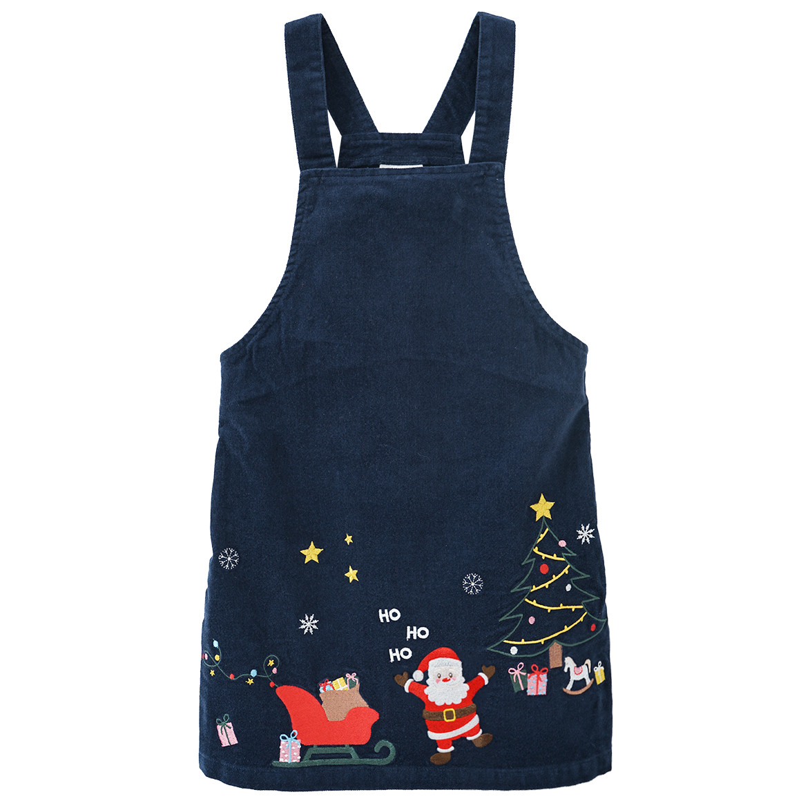Mädchen Weihnachtskleid und Langarmshirt dunkelblau / weiss