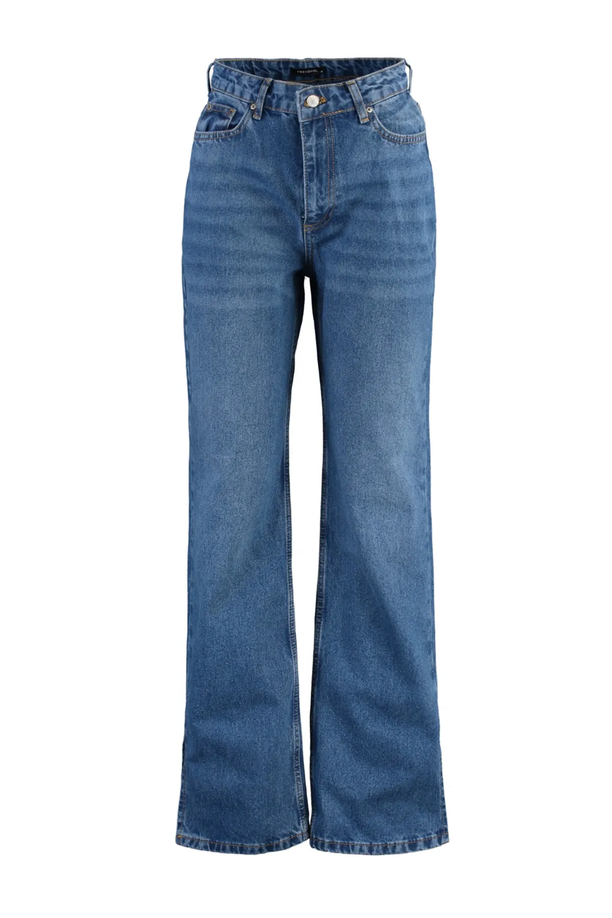 Trendyol Collection  Blaue, nachhaltigere Jeans mit hoher Taille und weitem Bein im 90er-Stil TWOAW23JE00368