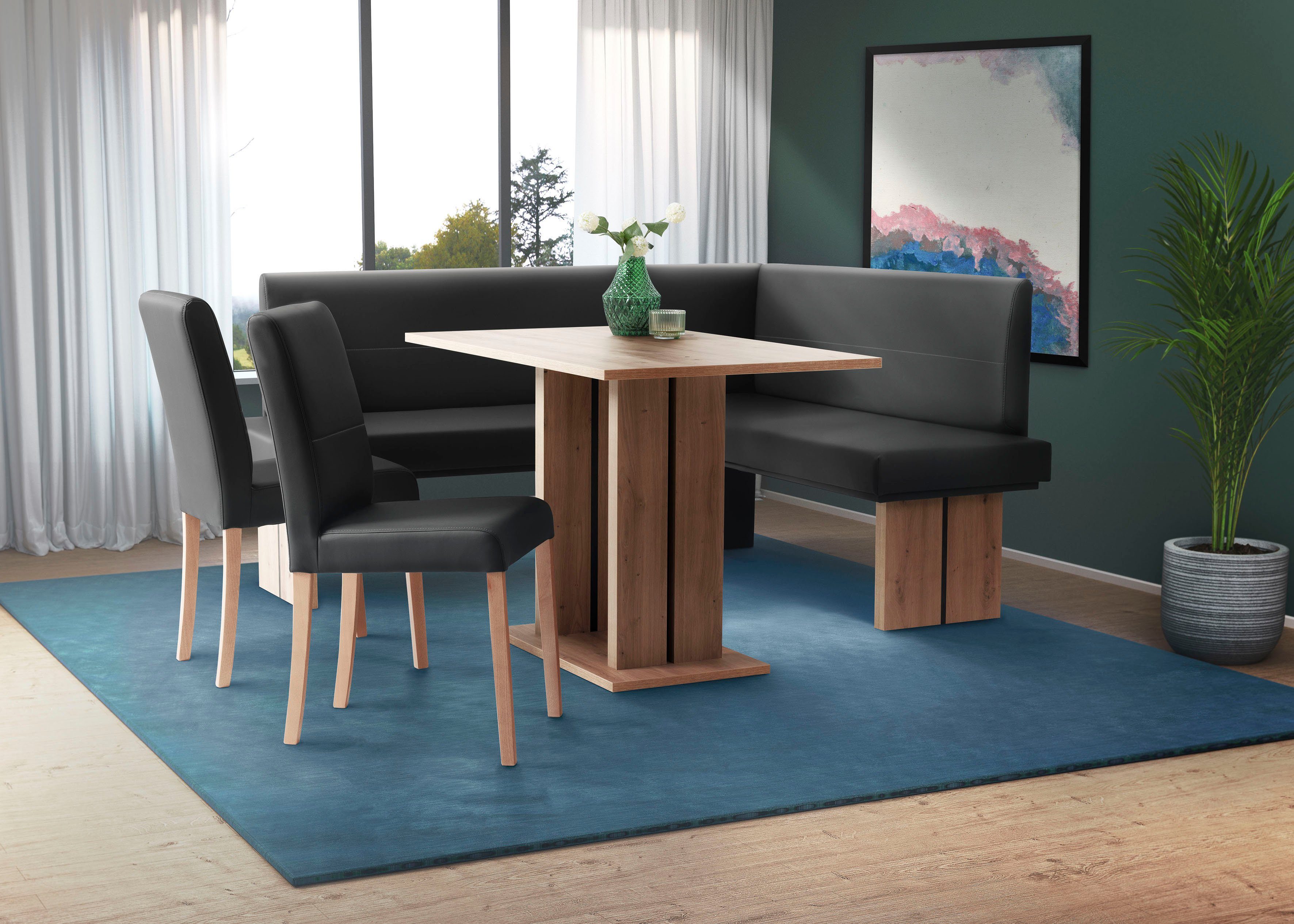 Home affaire 4-Fußstuhl Emma (Set, 2 St), Gestell Buche Massivholz lackiert