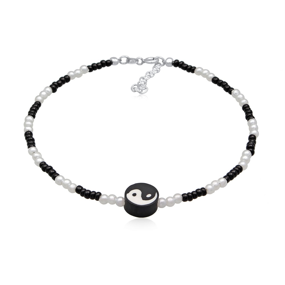 Elli Elli Bracelet de Cheville Femmes Bracelet de cheville Yin Yang avec perles de ver Bijoux