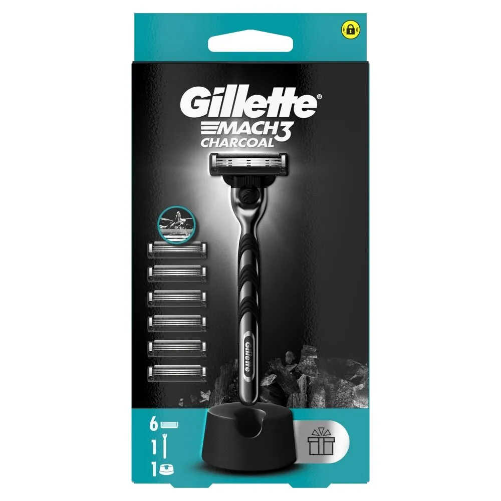 Gillette Mach3 Trækulsskraber + 6-pak patroner