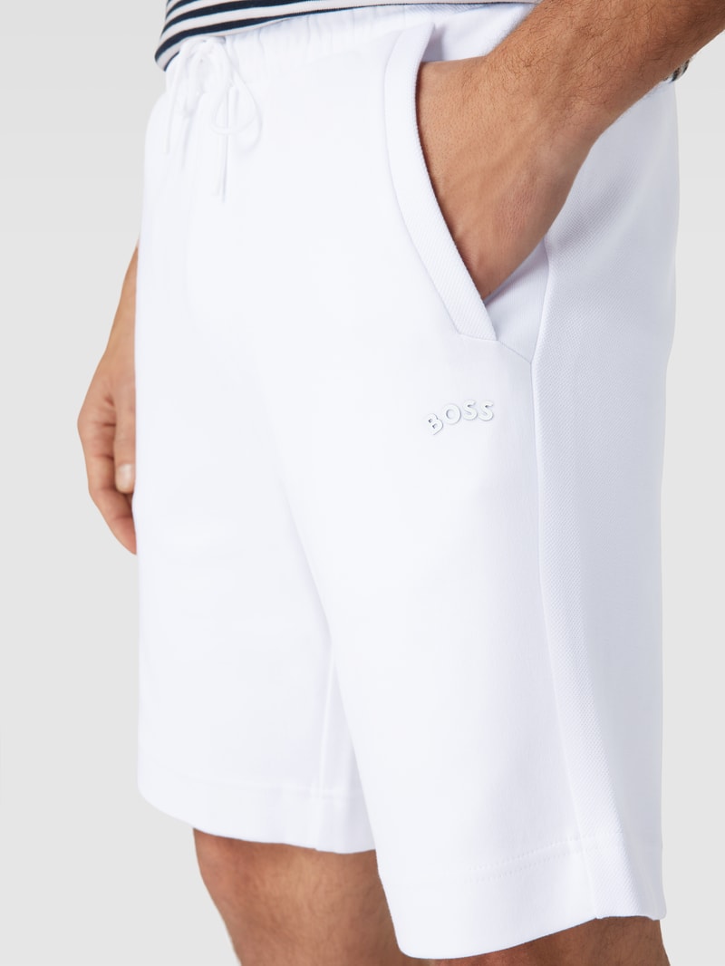 Sweatshorts mit Label-Print Modell 'Headlo' in weiß