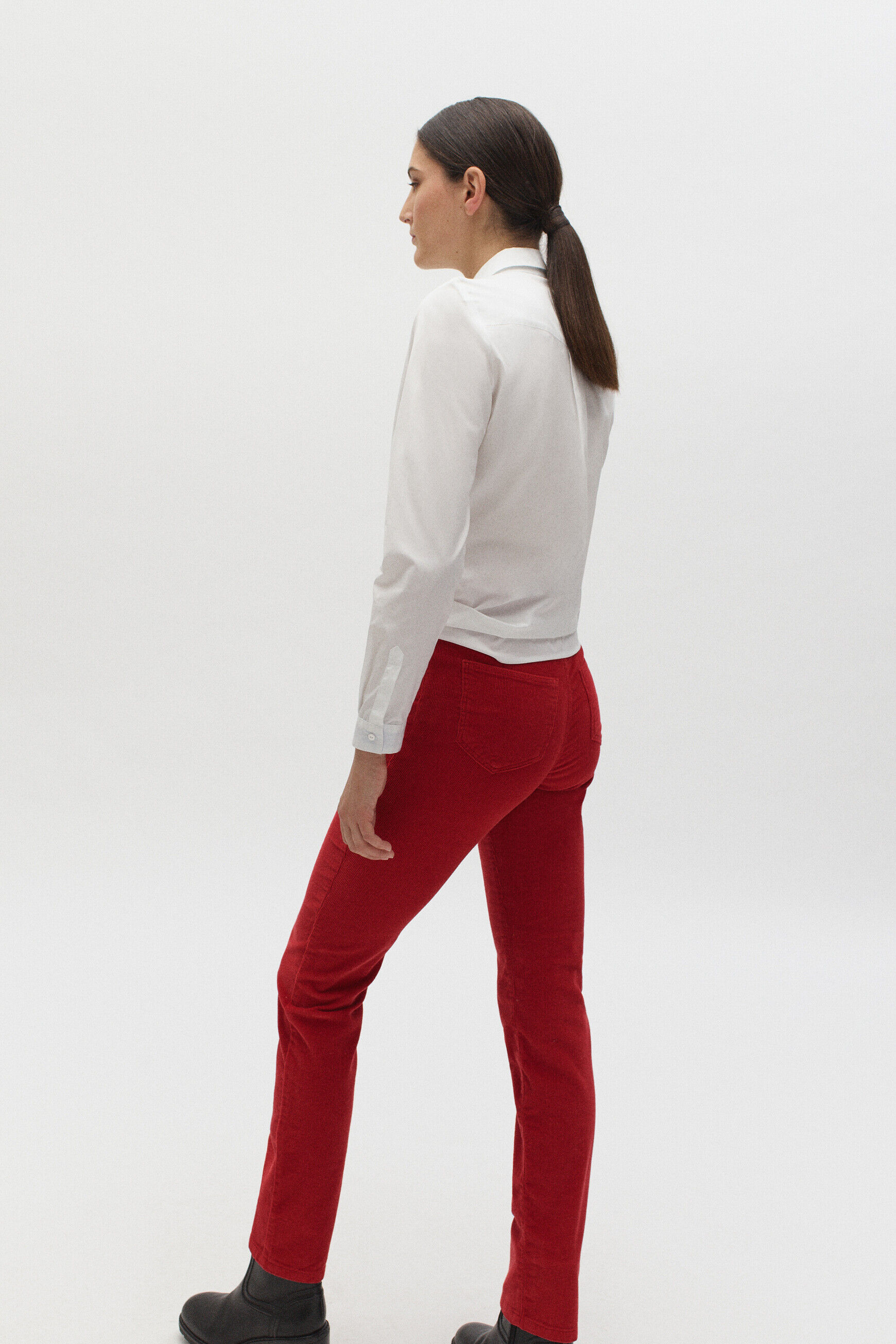 pantalon chicago velours rouge femme