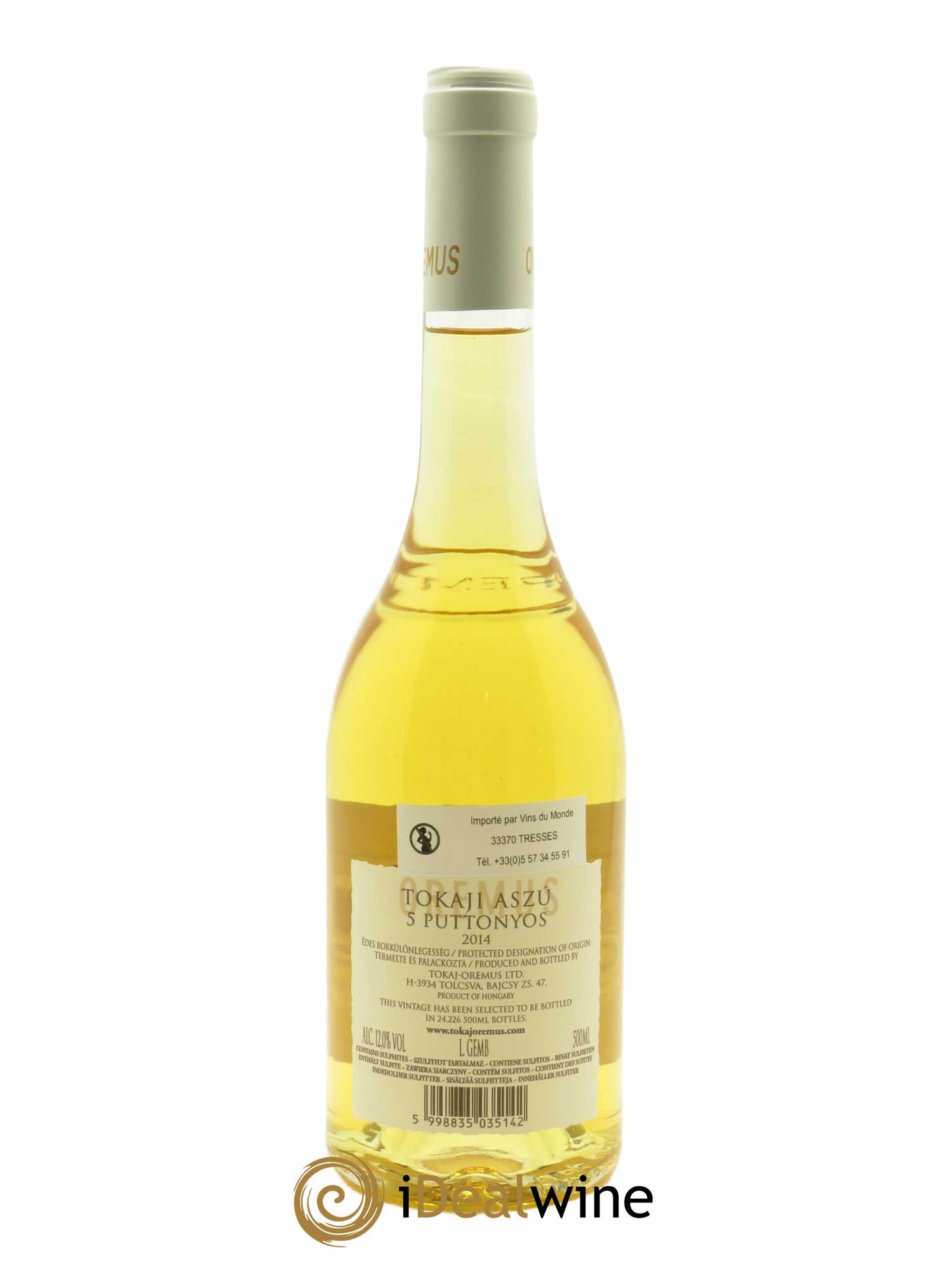 Tokaj Aszu 5 Puttonyos Oremus by Vega Sicilia  2014 - Lot de 1 Bouteille
