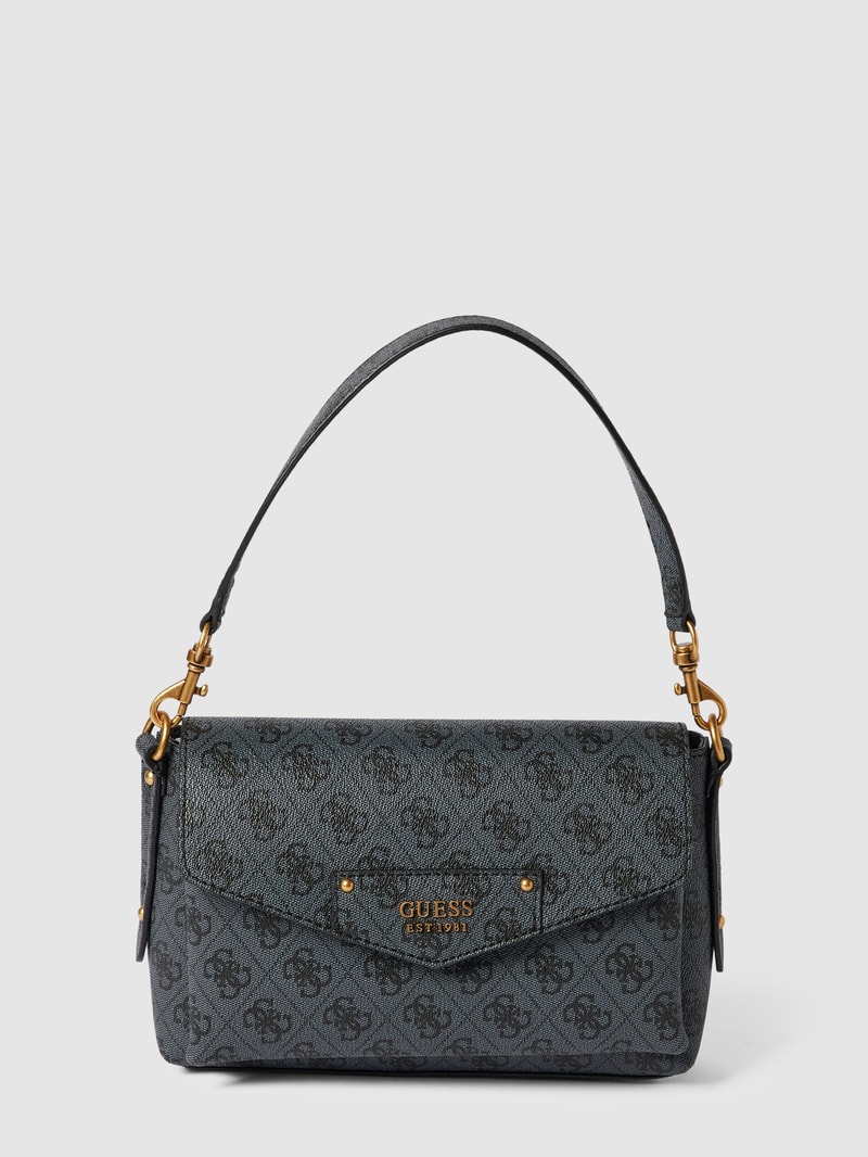 Schultertasche mit Allover-Logo Modell 'BRENTON' in schwarz