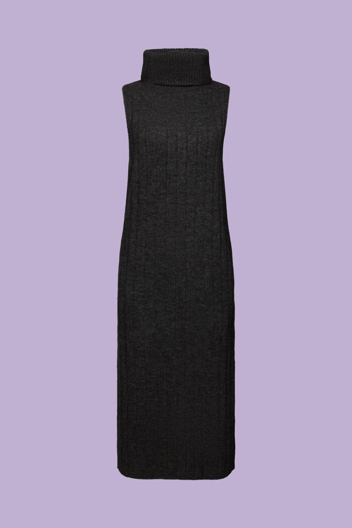Rippstrick-Midikleid mit Rollkragen